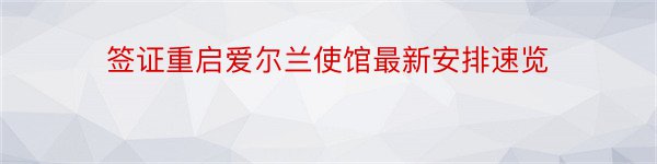 签证重启爱尔兰使馆最新安排速览