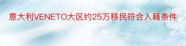 意大利VENETO大区约25万移民符合入籍条件